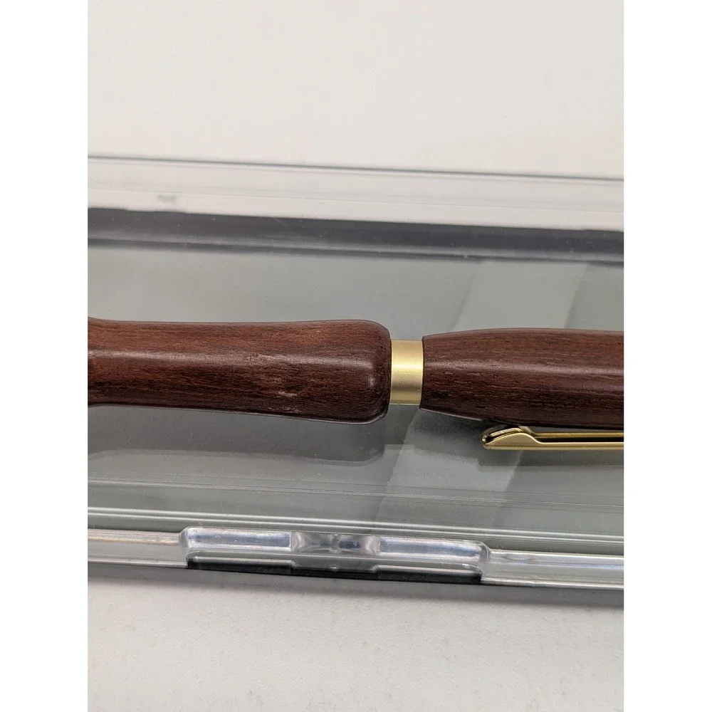 Slimline Twist Pen Jatoba Wood Satin Gold Finish Ballpoint‎ Gift Handmade Boxed
